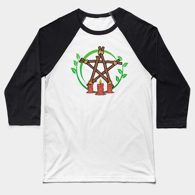 Wooden pentagram with candles Baseball T-Shirt by Kahytal